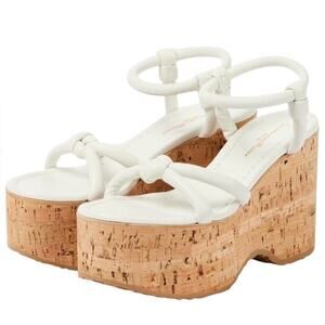 Gianvito Rossi Alma White Leather and Cork Platform Sandals NEW EU 39.5 US 9.5